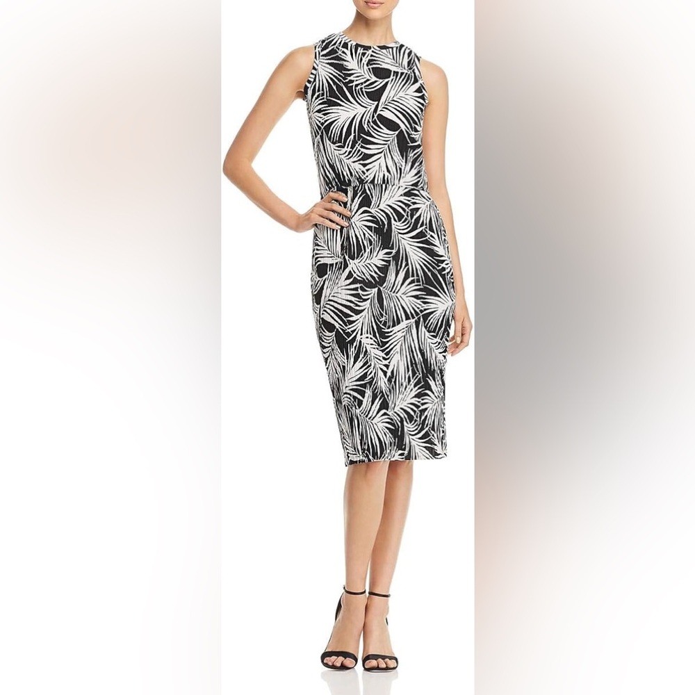 HUGO BOSS Emago Women’s Pleated Midi Dress Palm Print Size L